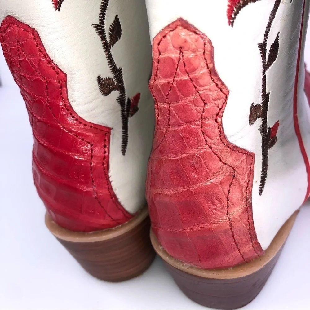 Los Altos Boots Women’s Caiman Tail Leather Cowboy Boots Size 6.5 Vintage - Picture 8 of 11